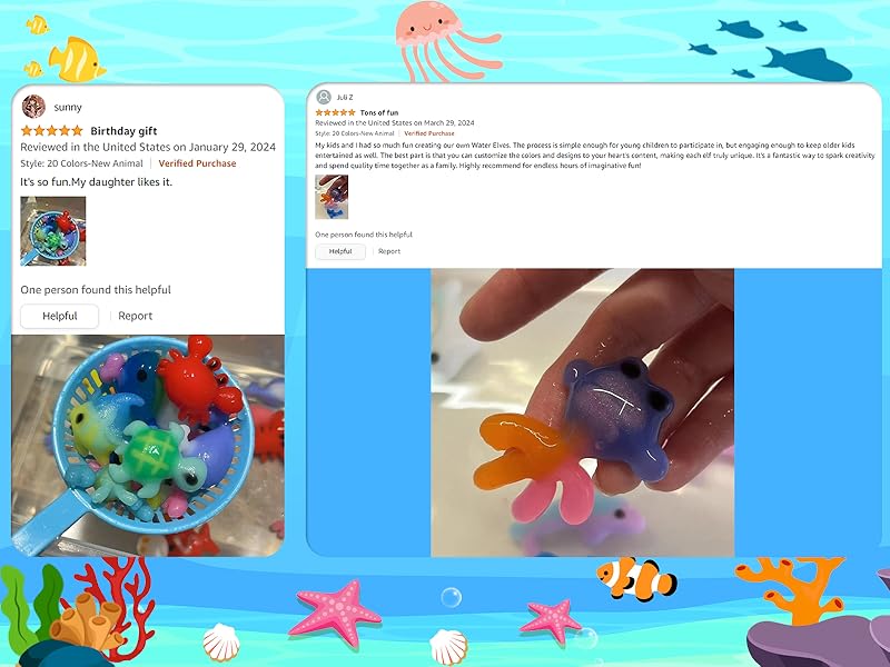 Kiditos Magic Water Elf Toy Kit–Squishies for Kids, 20 Gels & 10 Molds, Magic Gel Water Pets Sensory Toy, Fun DIY Craft Kit，Party Favors, Birthday & Christmas Gifts for Kids Ages 3+