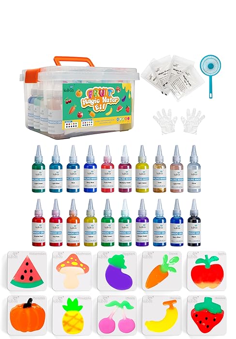 Kiditos Magic Water Elf Toy Kit–Squishies for Kids, 10 Gels & 6 Molds, Magic Gel Water Pets Sensory Toy, Fun DIY Craft Kit, Party Favors, Birthday & Christmas Gifts for Kids Ages 3+