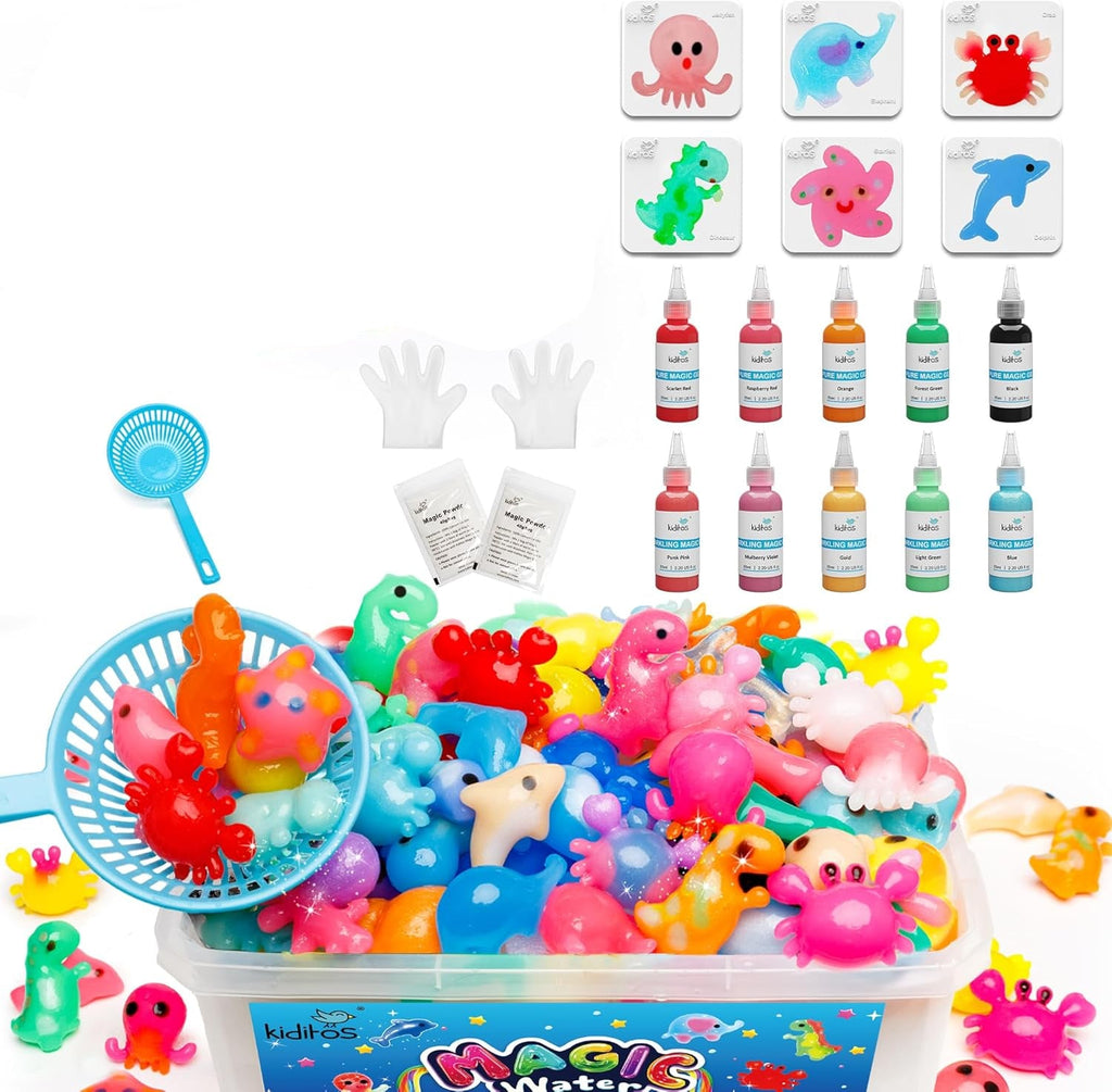 Magic Water Elf Toy Kit–Squishies for Kids, 10 Gels & 6 Molds, Magic Gel Water Pets Sensory Toy, Fun DIY Craft Kit, Party Favors, Birthday & Christmas Gifts for Kids Ages 3+