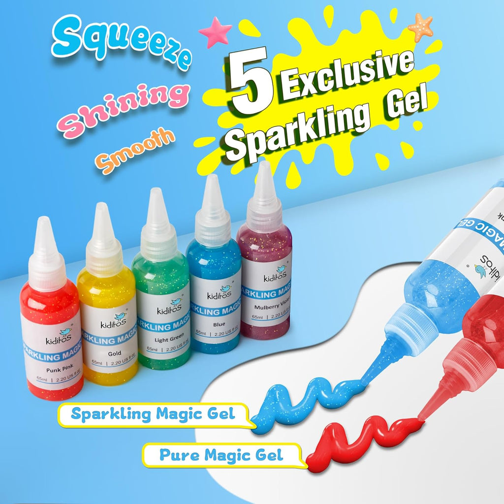 Kiditos Magic Water Elf Toy Kit–Squishies for Kids, 10 Gels & 6 Molds, Magic Gel Water Pets Sensory Toy, Fun DIY Craft Kit, Party Favors, Birthday & Christmas Gifts for Kids Ages 3+