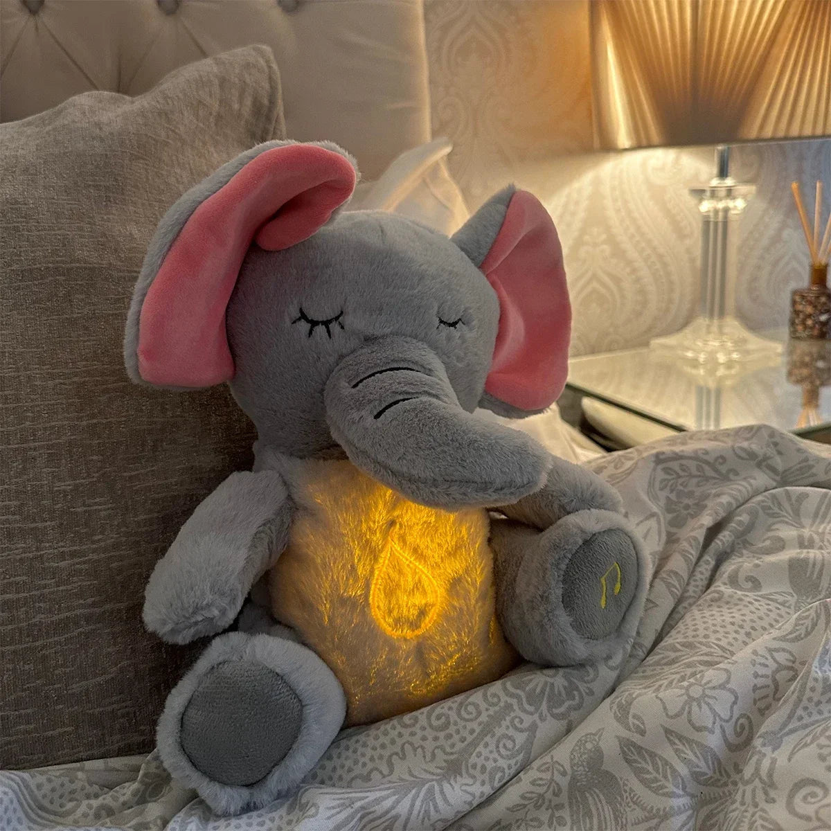 Sleeping Baby Breathing Elephant Plush Doll