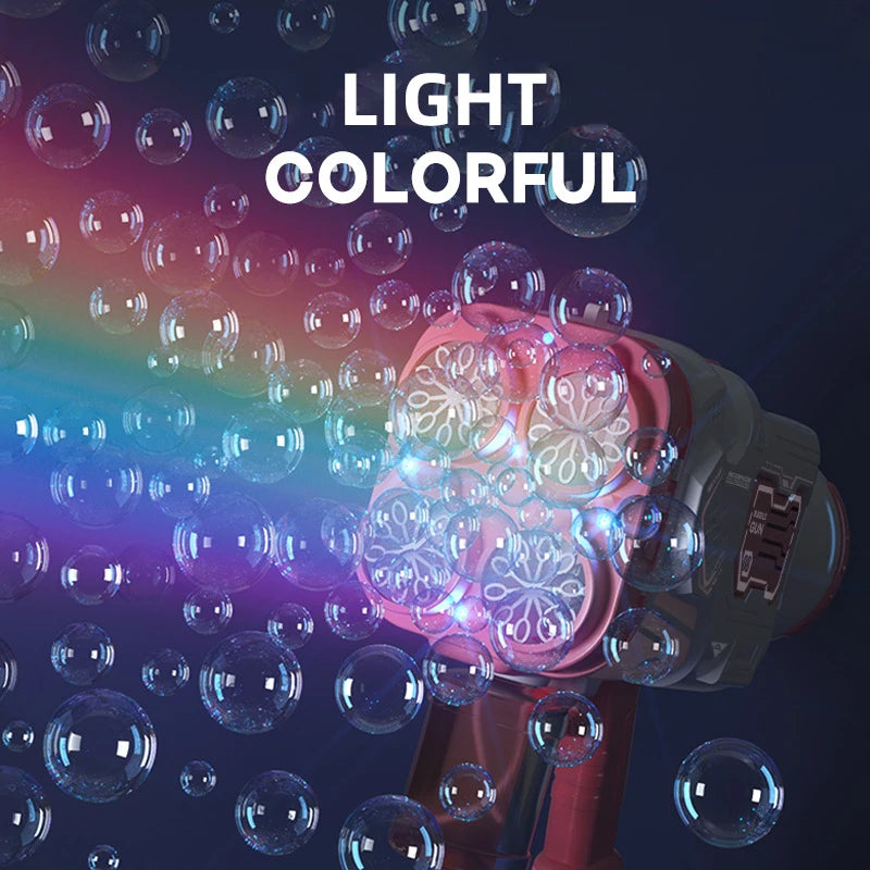 40 Holes Full Automatic Bubble Gun Toys For Kids Colorful Lights Soap Bubble Machine