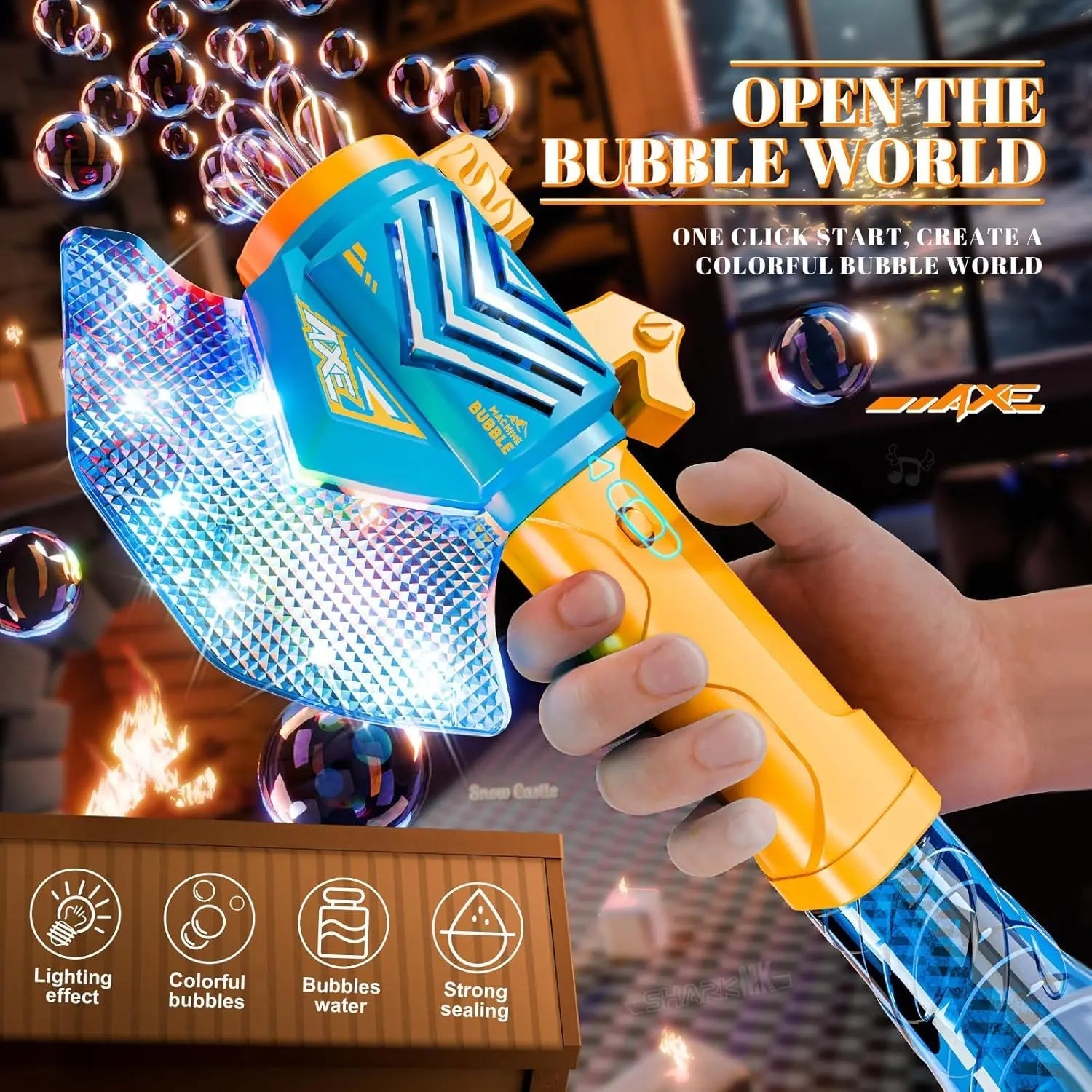 Handheld Bubble Wands Automatic Continuous Foaming Gun LED