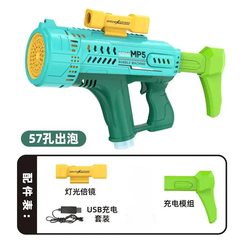 New fully automatic 57 hole new energy electric colorful light bubble gun