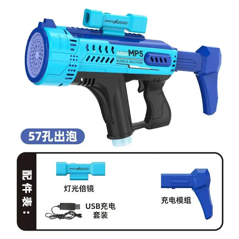 New fully automatic 57 hole new energy electric colorful light bubble gun