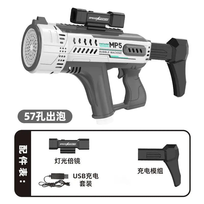 New fully automatic 57 hole new energy electric colorful light bubble gun