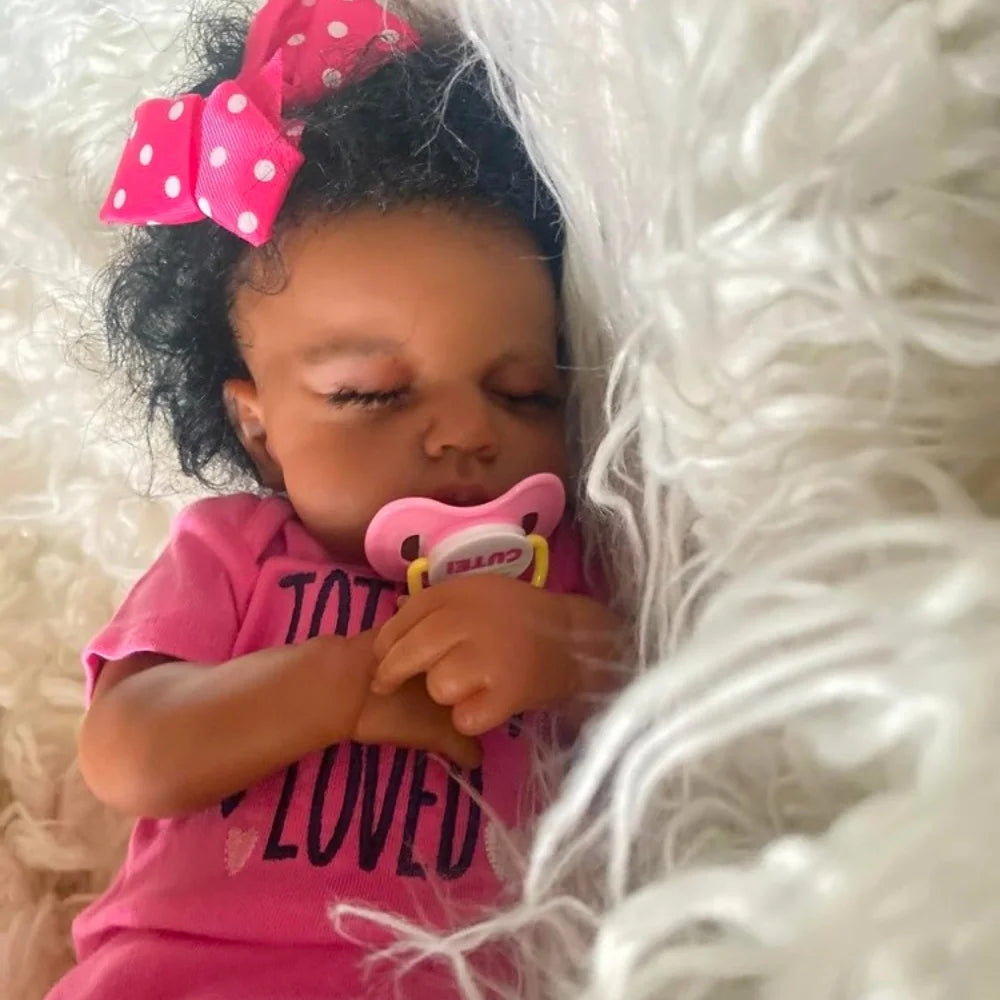 Maya-Sleeping African American Girl Soft Hand Finished Reborn Baby Doll