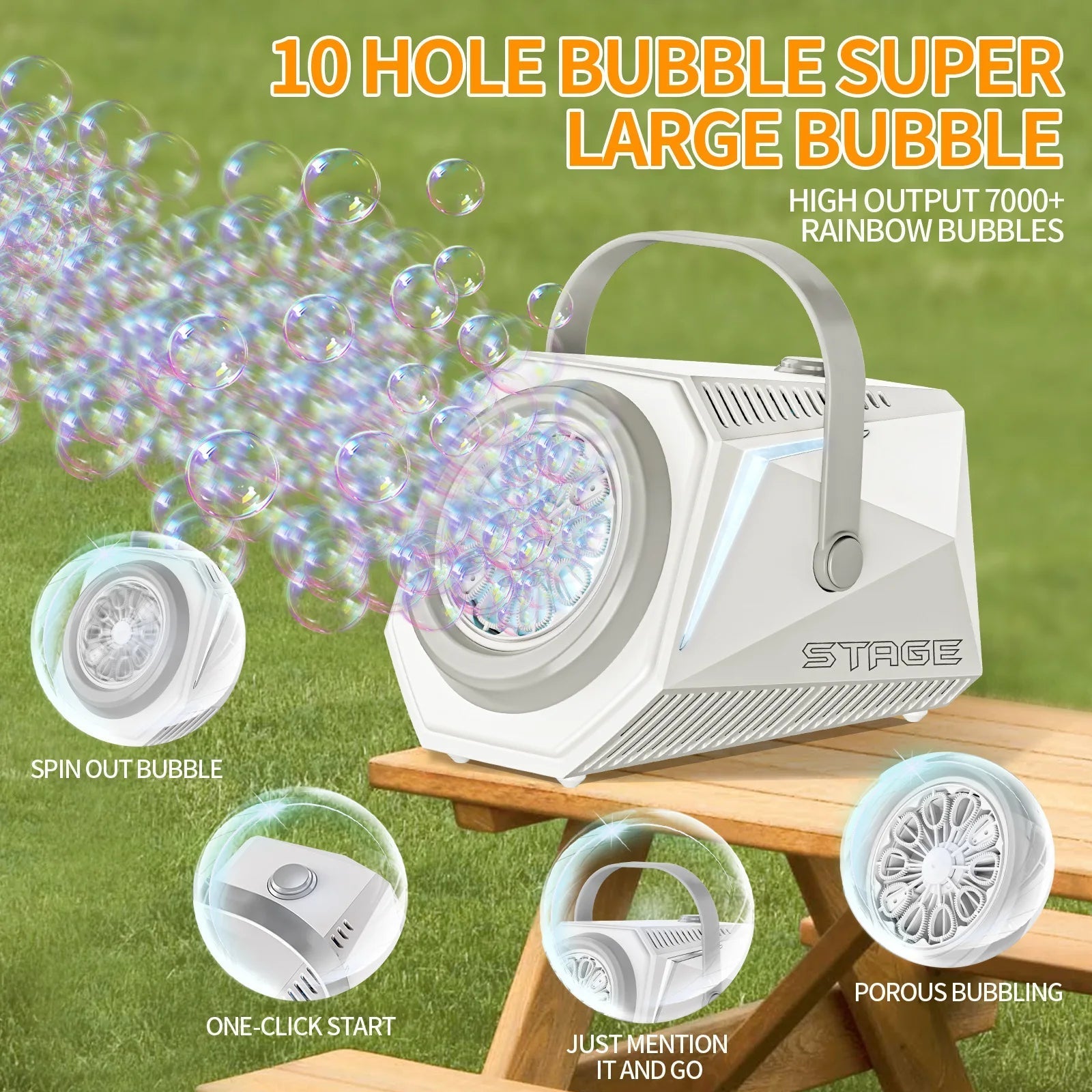 Bubble Machine With Remote Control 10 Hole Electric Automatic Bubble Blower with Lamp