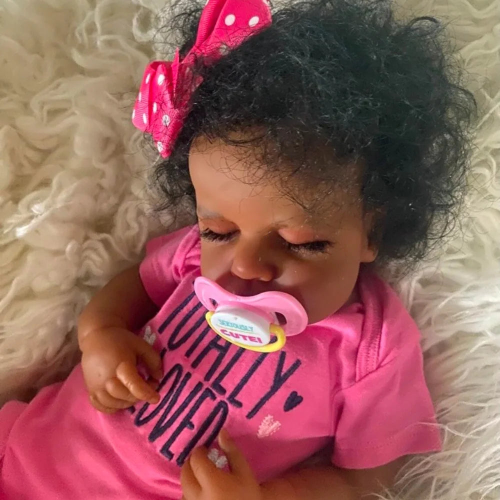 Maya-Sleeping African American Girl Soft Hand Finished Reborn Baby Doll