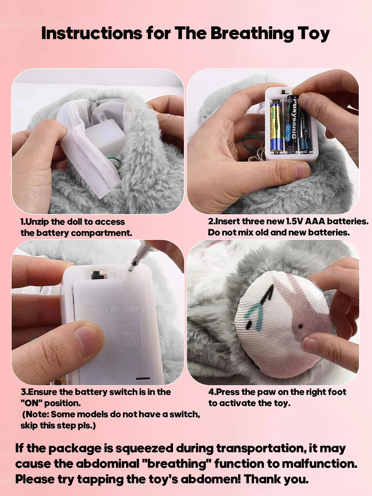 Sleeping Baby Breathing Elephant Plush Doll