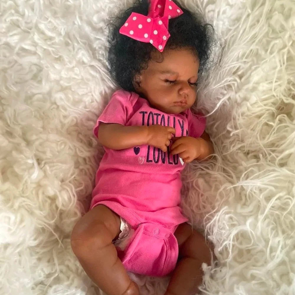 Maya-Sleeping African American Girl Soft Hand Finished Reborn Baby Doll