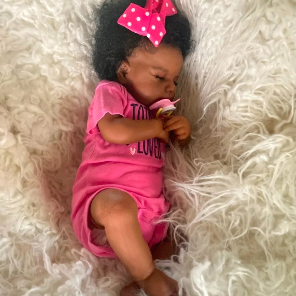 Maya-Sleeping African American Girl Soft Hand Finished Reborn Baby Doll