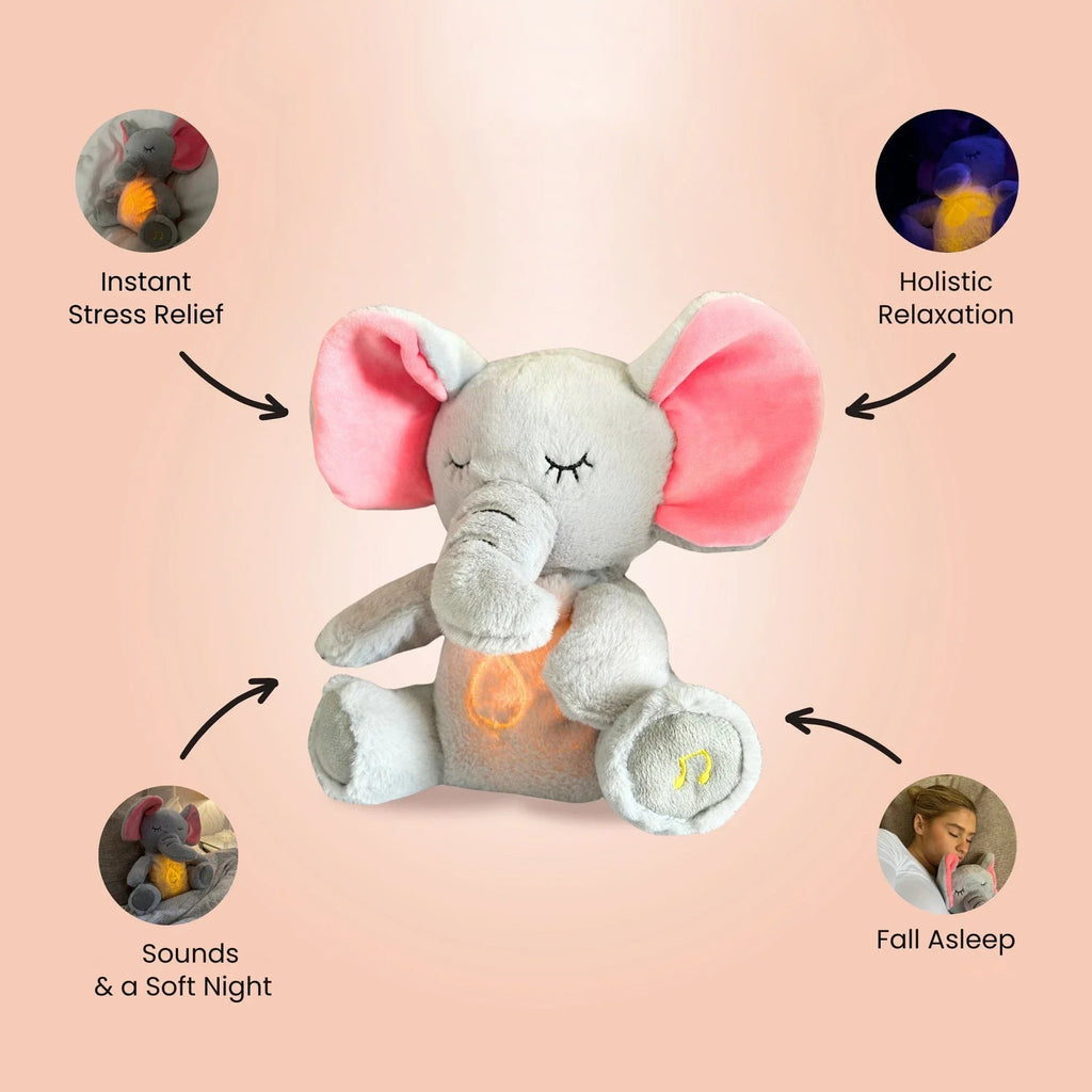 Sleeping Baby Breathing Elephant Plush Doll
