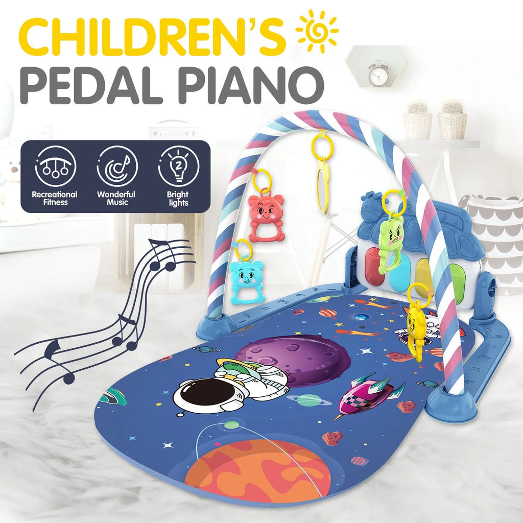 Baby Musical Play Mat with Piano & Hanging Toys (0–12M)