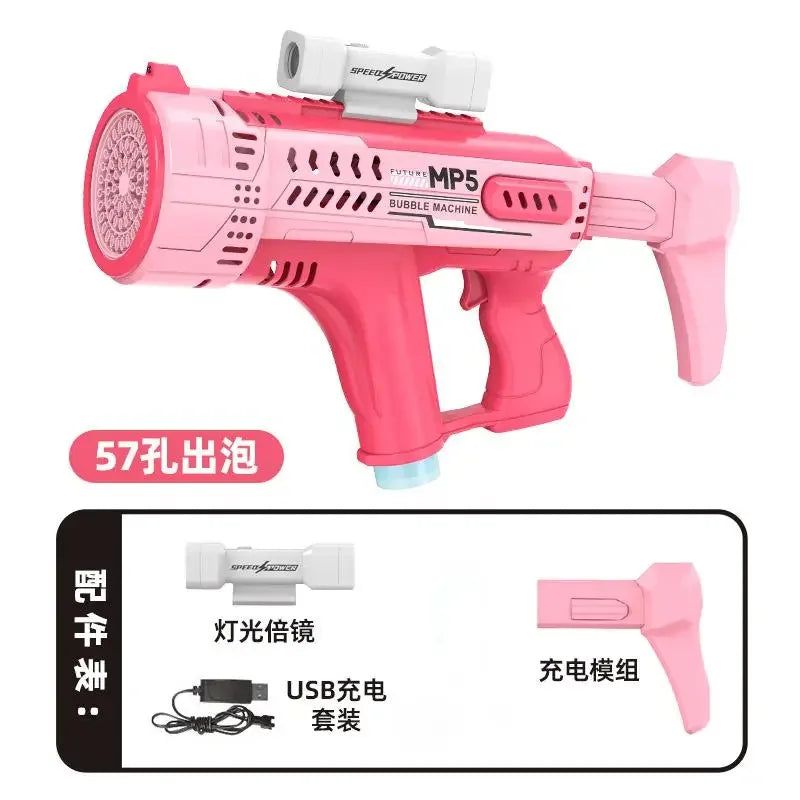 New fully automatic 57 hole new energy electric colorful light bubble gun