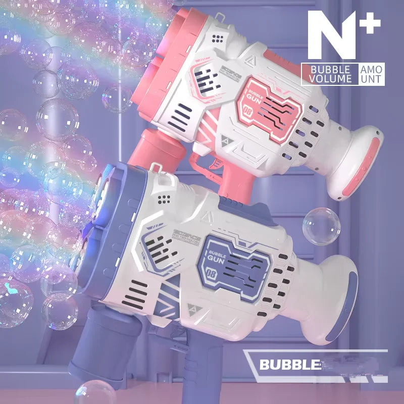 40 Holes Full Automatic Bubble Gun Toys For Kids Colorful Lights Soap Bubble Machine