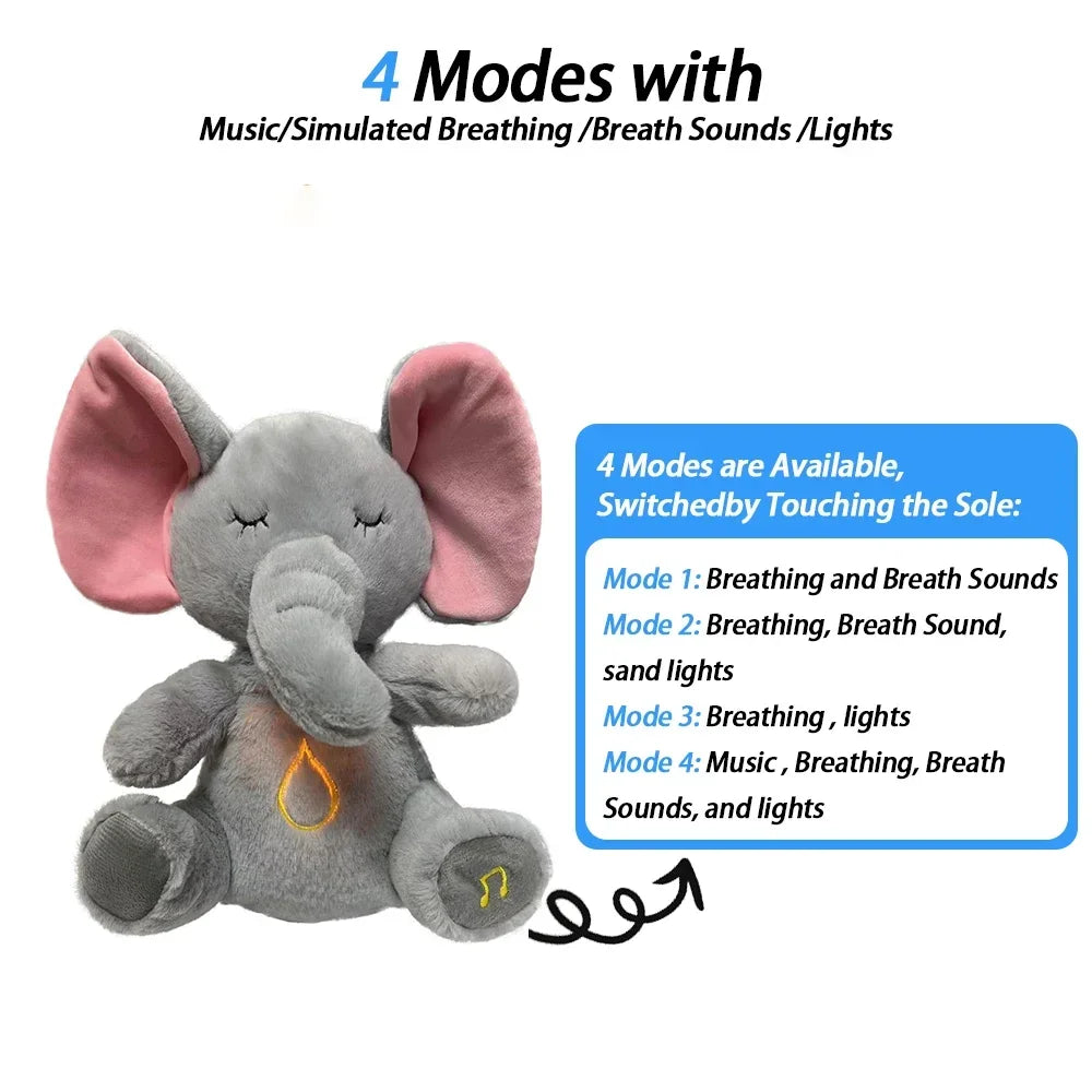 Sleeping Baby Breathing Elephant Plush Doll