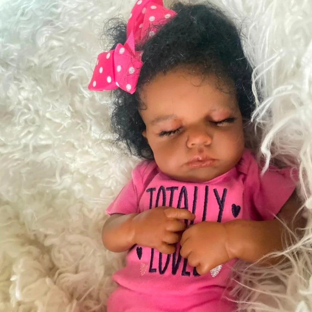Maya-Sleeping African American Girl Soft Hand Finished Reborn Baby Doll