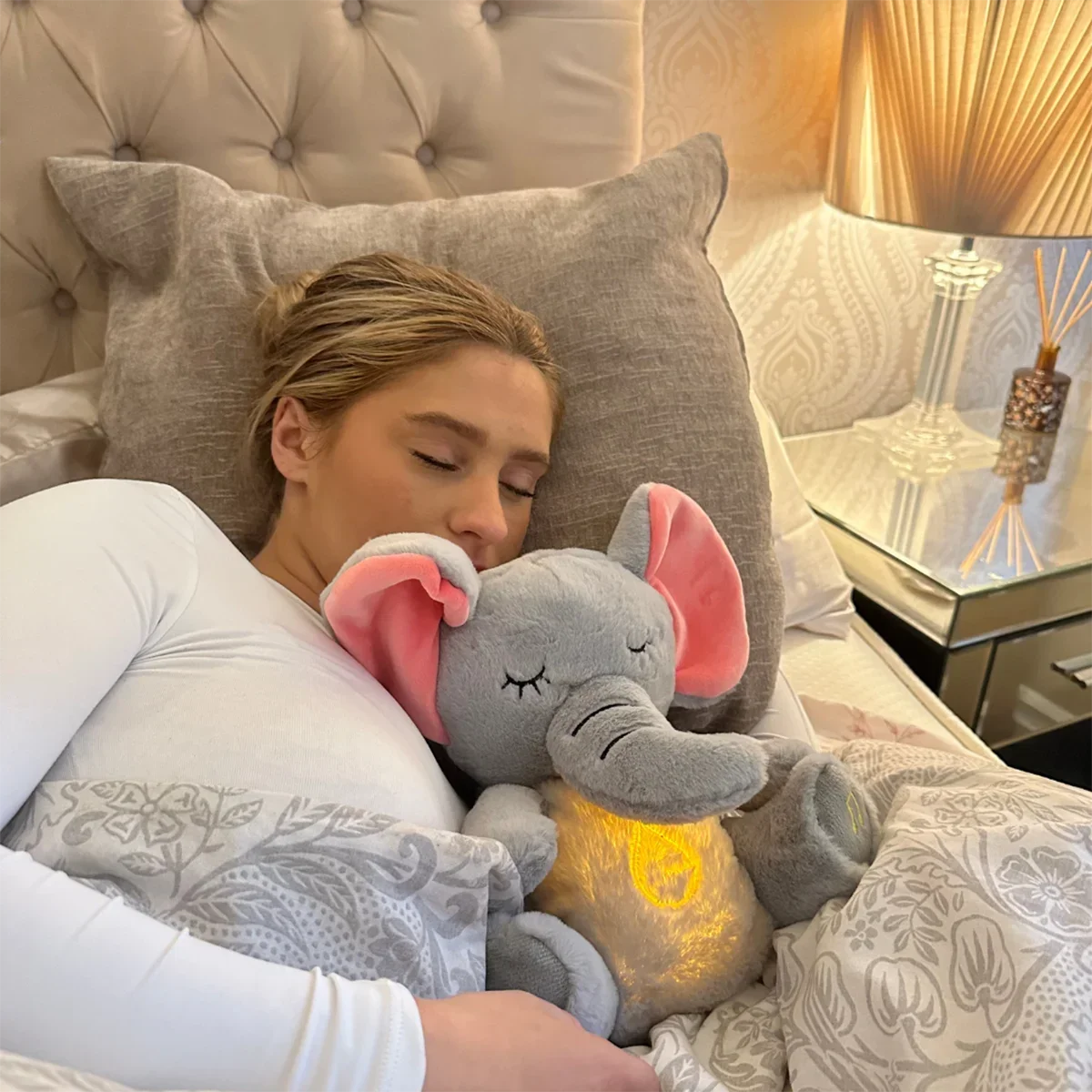 Sleeping Baby Breathing Elephant Plush Doll