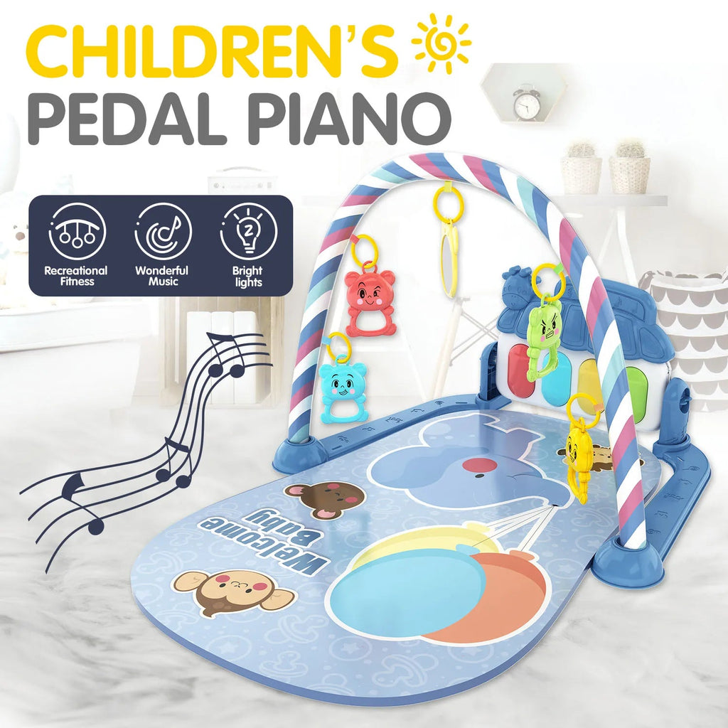 Baby Musical Play Mat with Piano & Hanging Toys (0–12M)