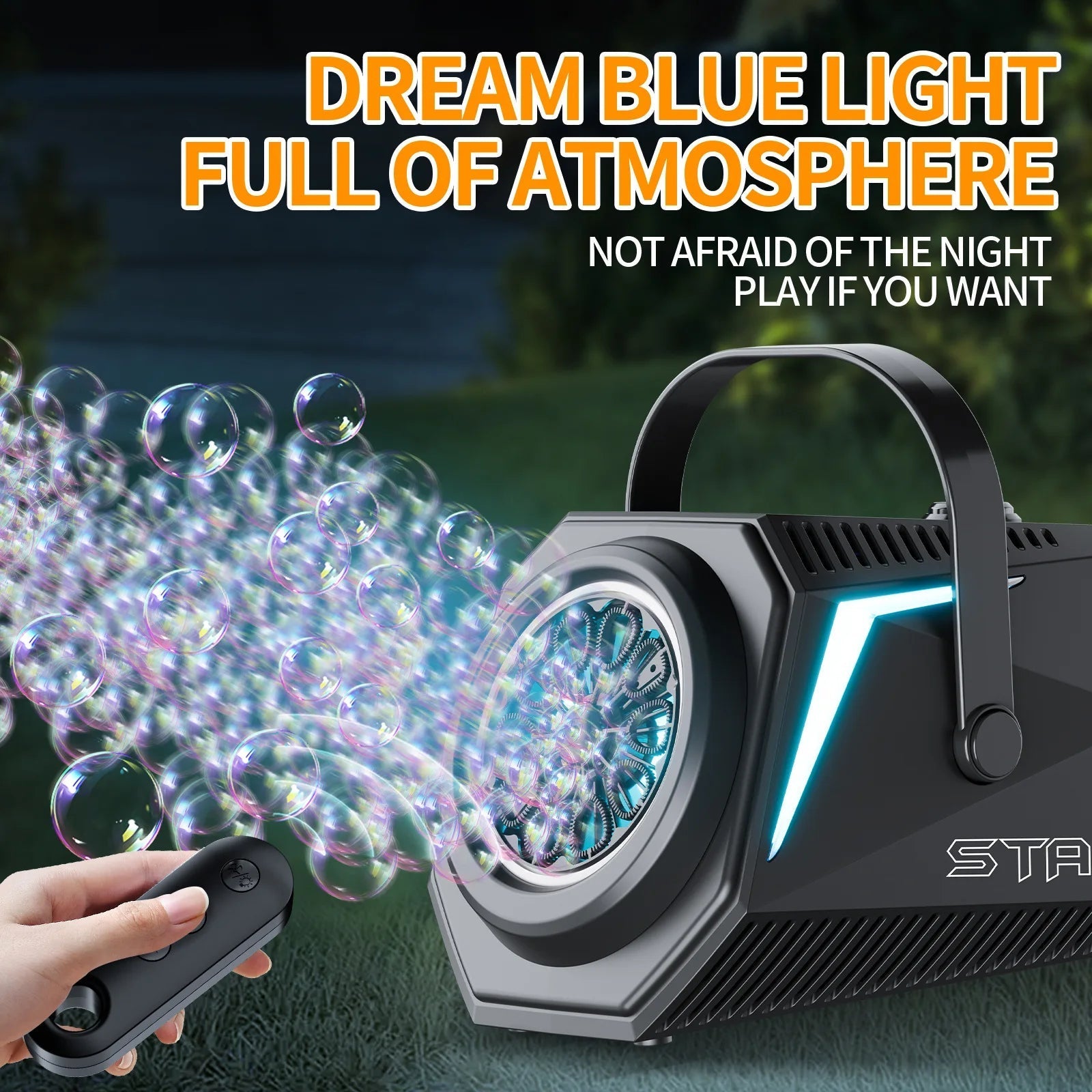 Bubble Machine With Remote Control 10 Hole Electric Automatic Bubble Blower with Lamp
