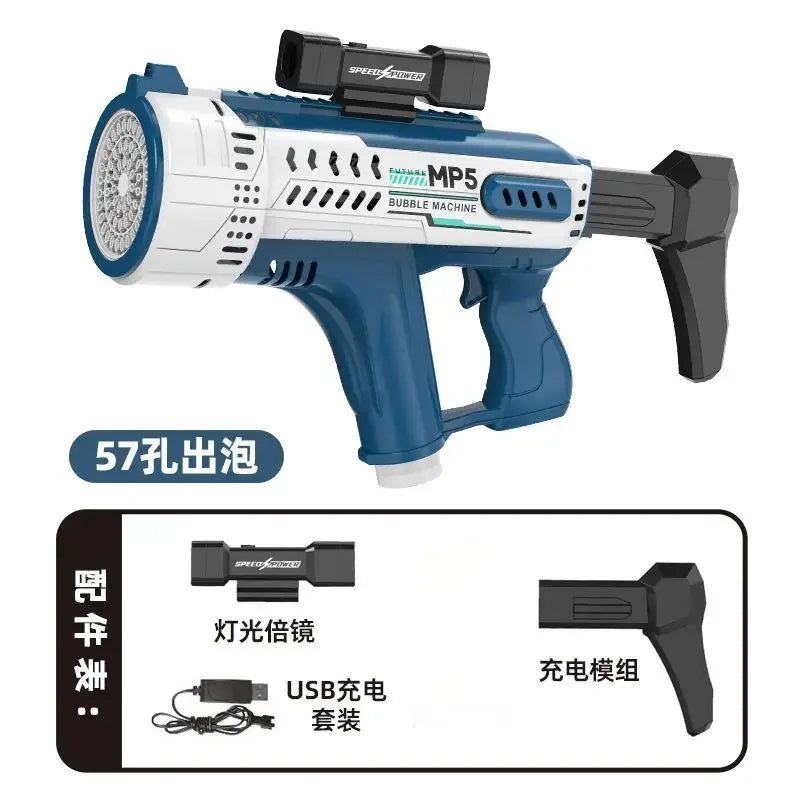 New fully automatic 57 hole new energy electric colorful light bubble gun