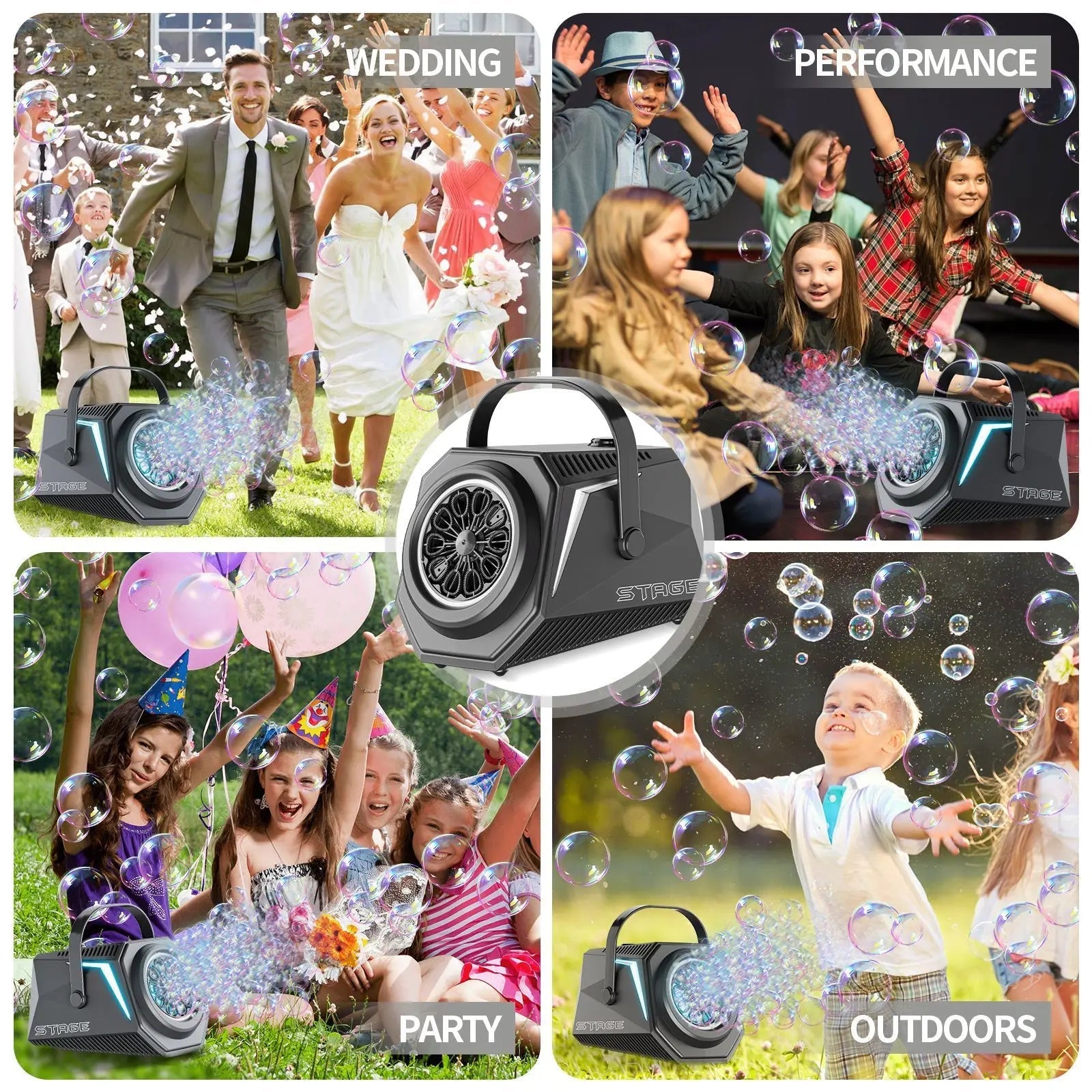 Bubble Machine With Remote Control 10 Hole Electric Automatic Bubble Blower with Lamp