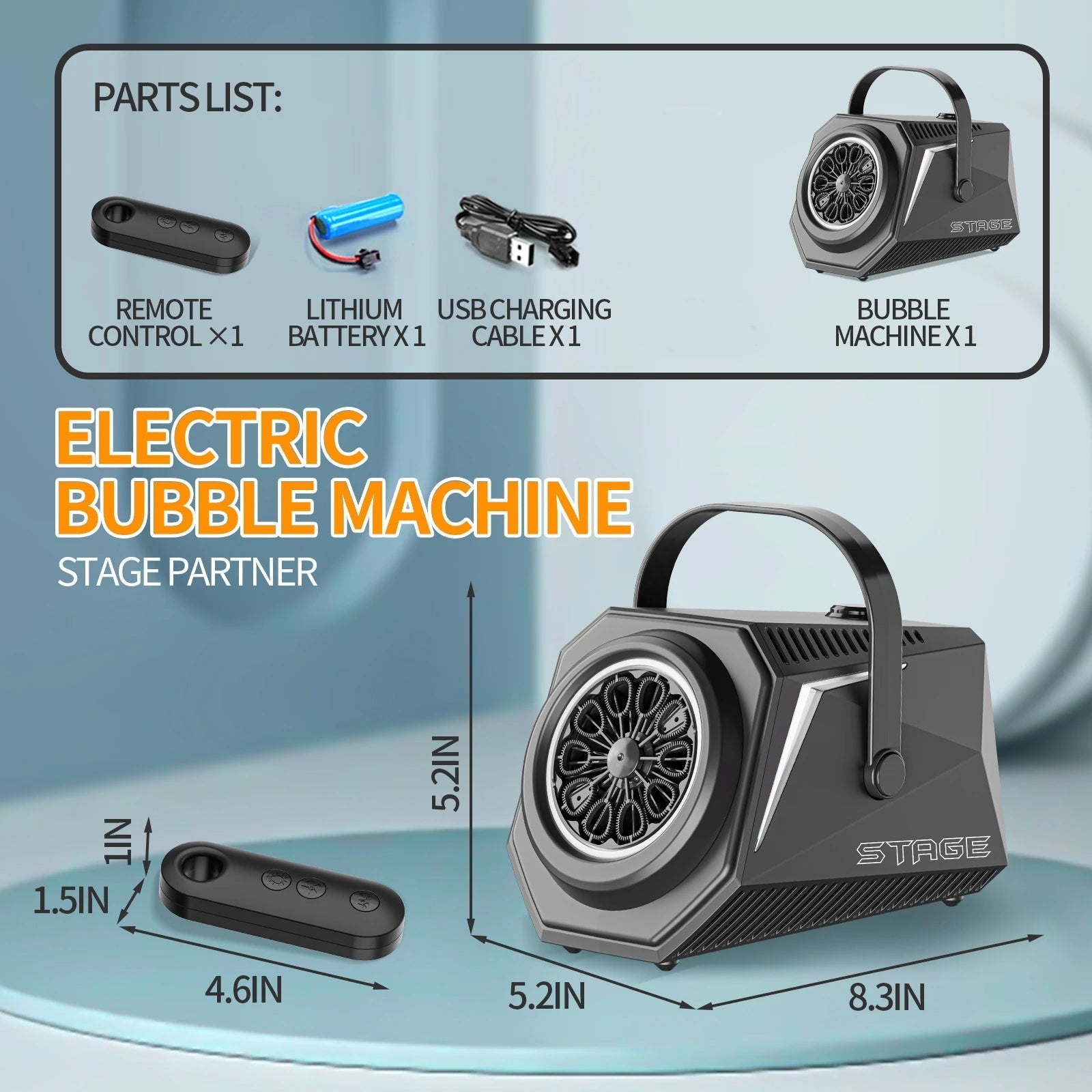 Bubble Machine With Remote Control 10 Hole Electric Automatic Bubble Blower with Lamp