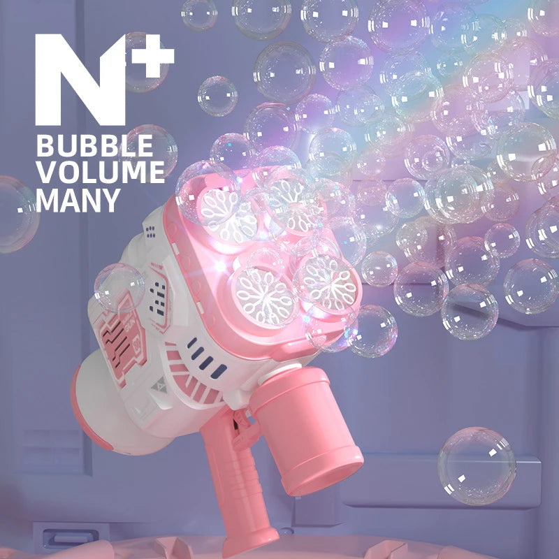 40 Holes Full Automatic Bubble Gun Toys For Kids Colorful Lights Soap Bubble Machine