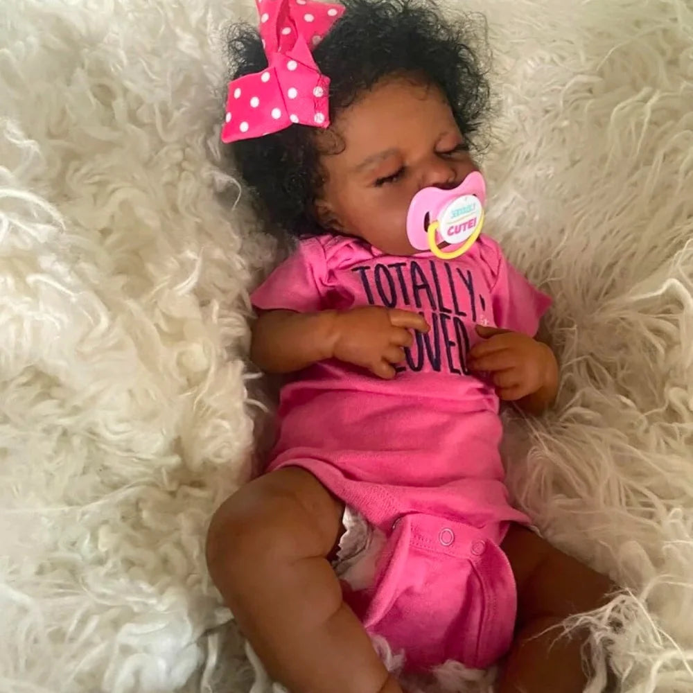 Maya-Sleeping African American Girl Soft Hand Finished Reborn Baby Doll