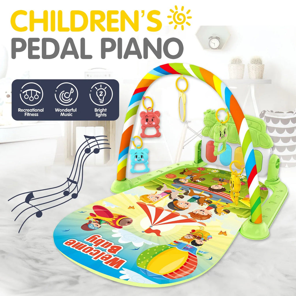 Baby Musical Play Mat with Piano & Hanging Toys (0–12M)