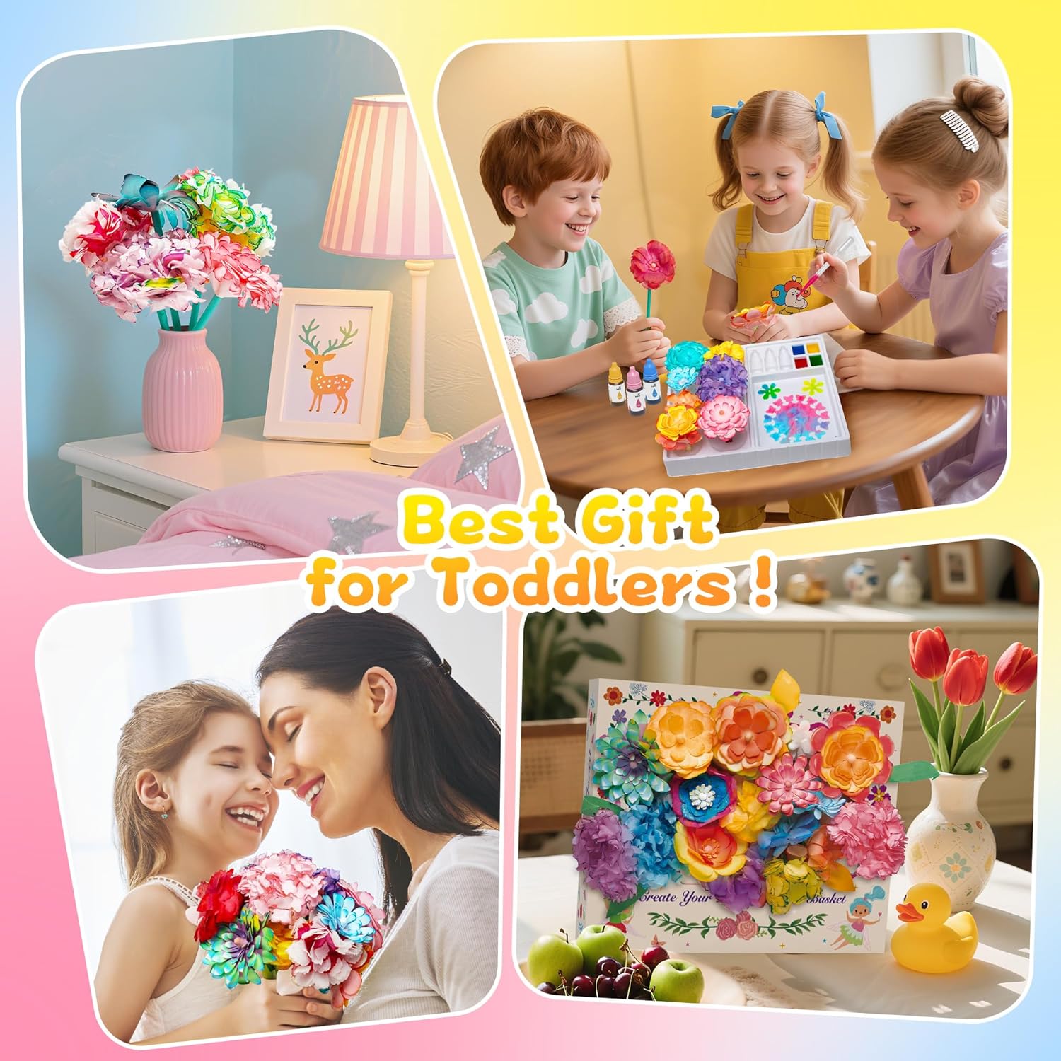 Kiditos Magic Flower Art Kit for Girls – DIY Blooming Flower Craft Kit with Color Drop Science Experiment | Creative Art & STEM Toy for Ages 6+