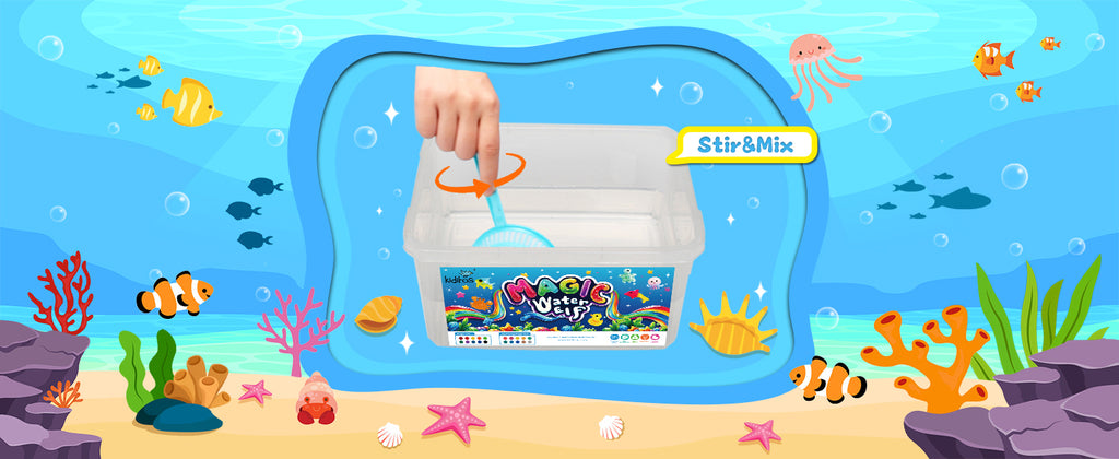 Kiditos Magic Water Elf Toy Kit–Squishies for Kids, 20 Gels & 10 Molds, Magic Gel Water Pets Sensory Toy, Fun DIY Craft Kit，Party Favors, Birthday & Christmas Gifts for Kids Ages 3+