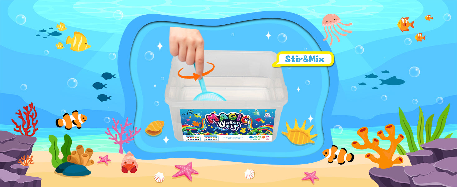 Kiditos Magic Water Elf Toy Kit–Squishies for Kids, 20 Gels & 10 Molds, Magic Gel Water Pets Sensory Toy, Fun DIY Craft Kit，Party Favors, Birthday & Christmas Gifts for Kids Ages 3+