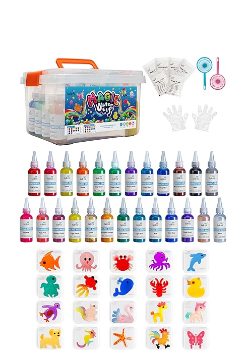 Kiditos Magic Water Elf Toy Kit–Squishies for Kids, 10 Gels & 6 Molds, Magic Gel Water Pets Sensory Toy, Fun DIY Craft Kit, Party Favors, Birthday & Christmas Gifts for Kids Ages 3+