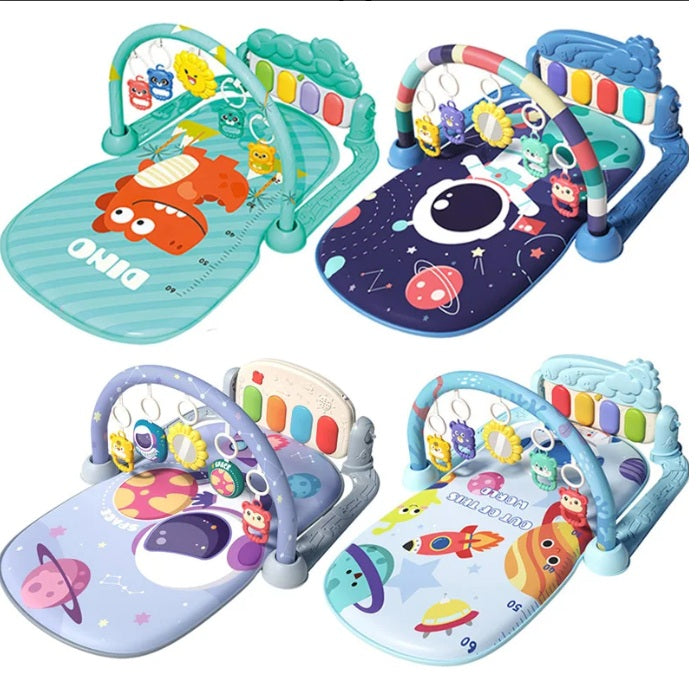 Baby Musical Play Mat with Piano & Hanging Toys (0–12M)